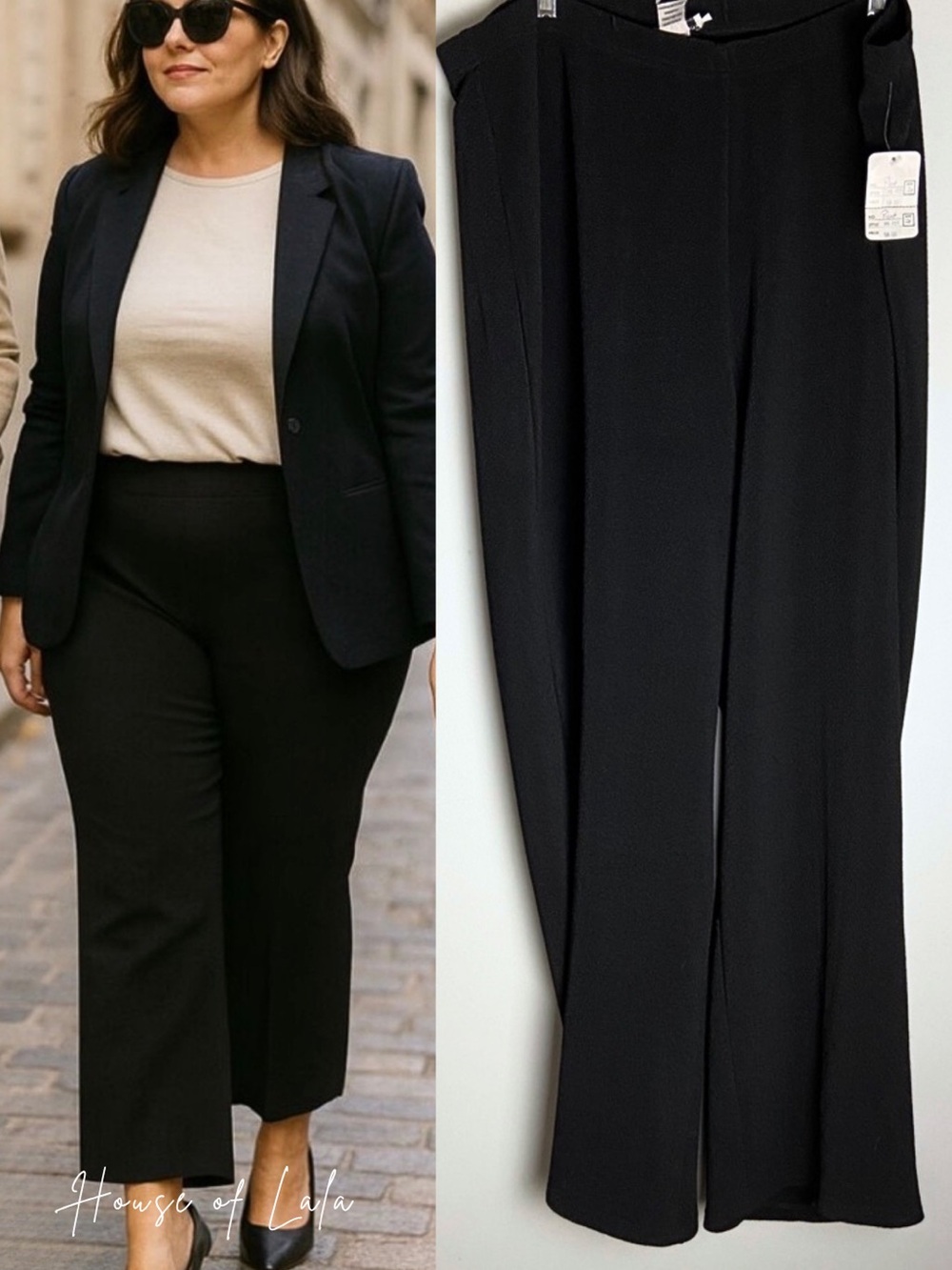 NWT women stretchy black pants 1x elastic waist compliments brand